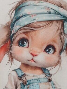 White Kids Bunny Graphic Tee with Blue Overalls